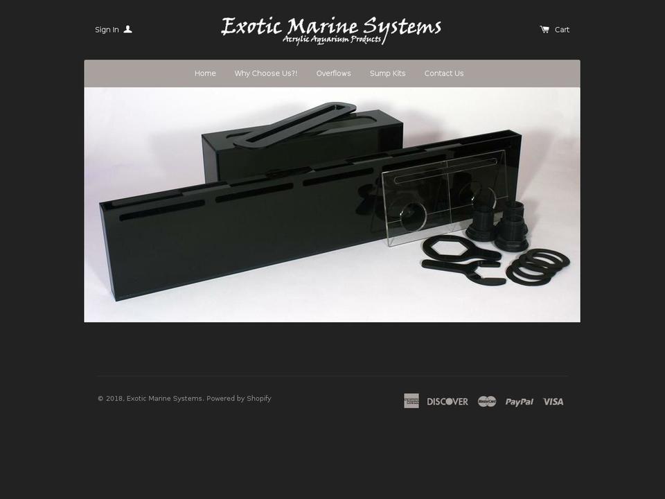 exoticmarinesystems.com shopify website screenshot