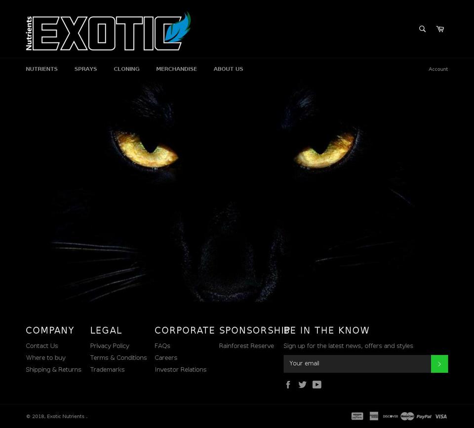 exoticnutrients.com — Shopify storefront screenshot