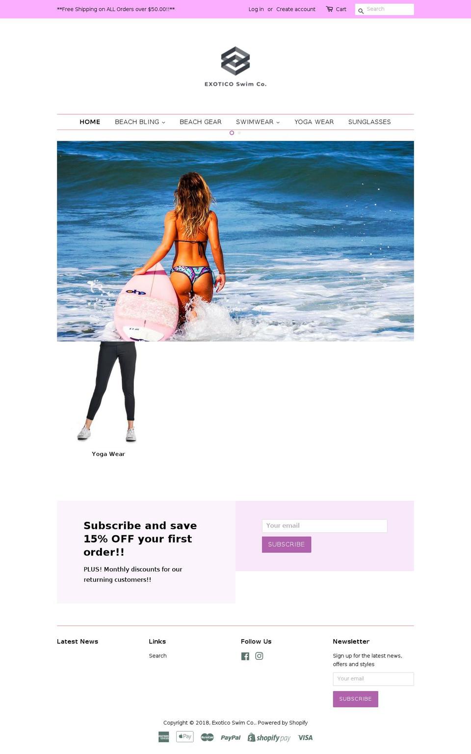 exotico.net shopify website screenshot