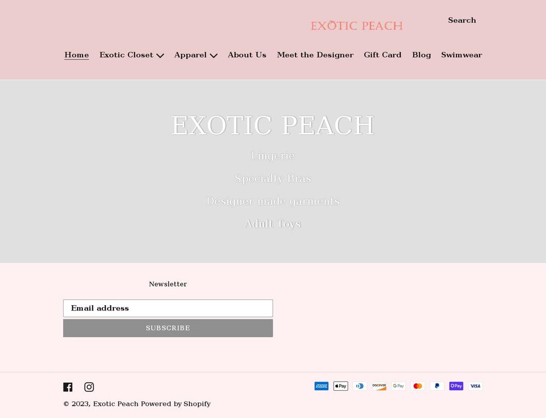 exoticpeach.ca shopify website screenshot
