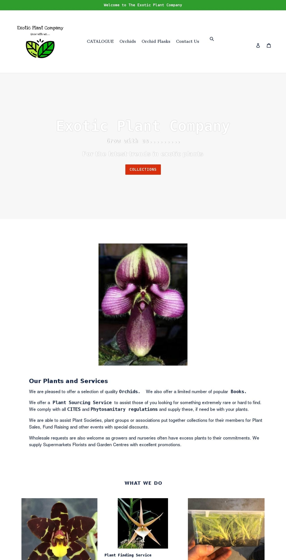 exoticplantcompany.com shopify website screenshot