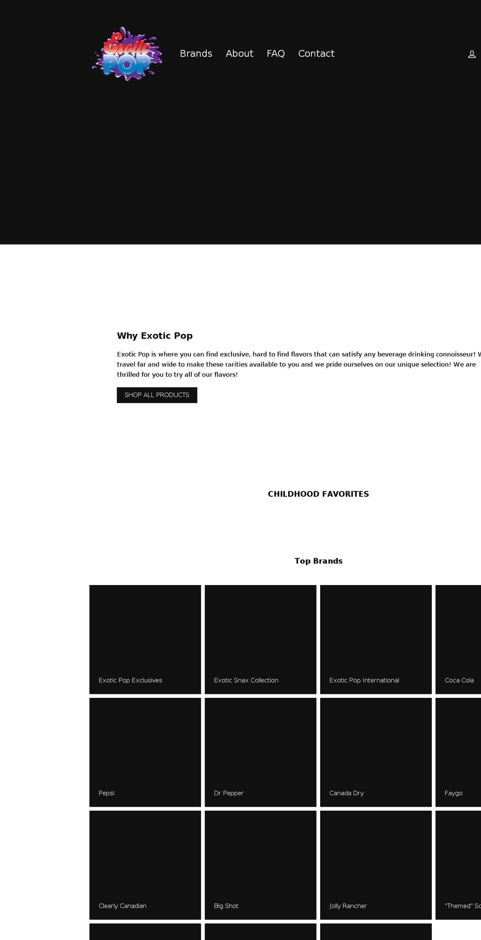 exoticpop.com shopify website screenshot
