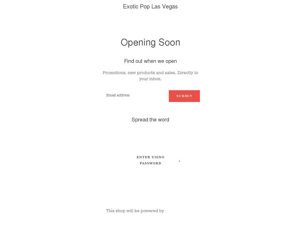 exoticpoplasvegas.com shopify website screenshot