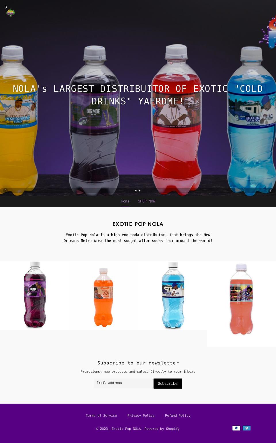 exoticpopnola.com shopify website screenshot