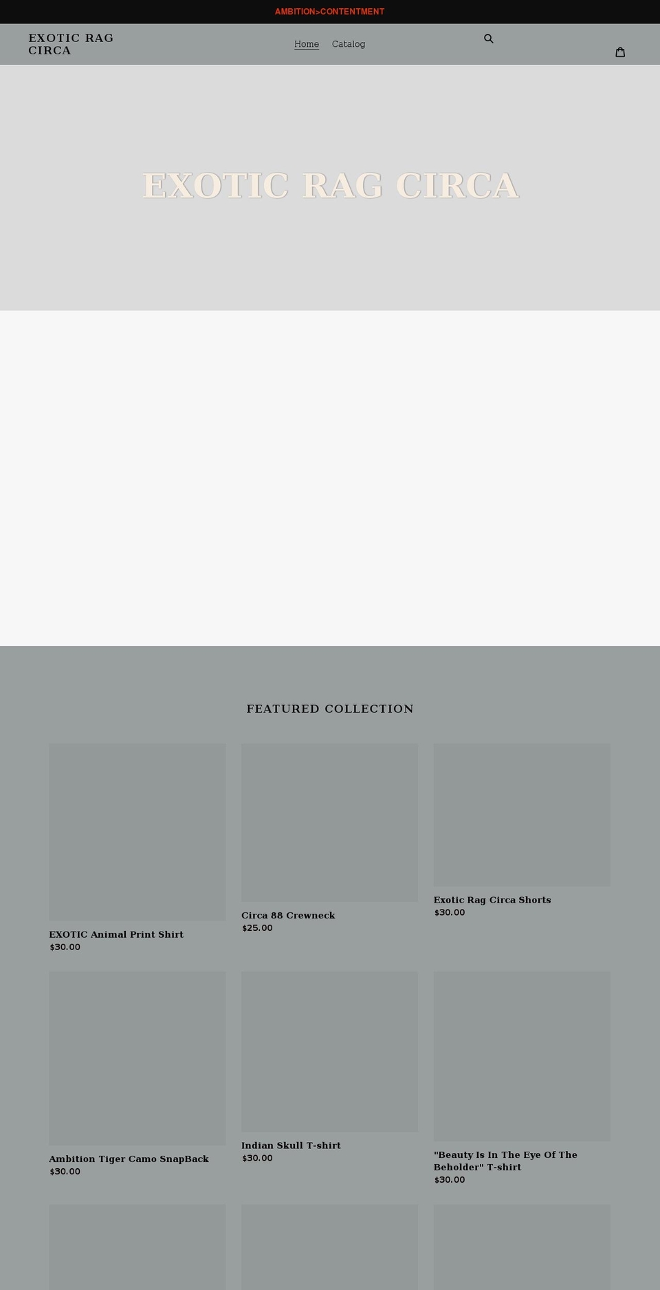 exoticragcirca.com shopify website screenshot