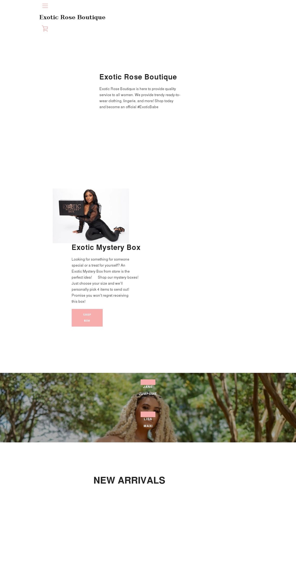 Narrative with Installments message Shopify theme site example exoticroseboutique.com