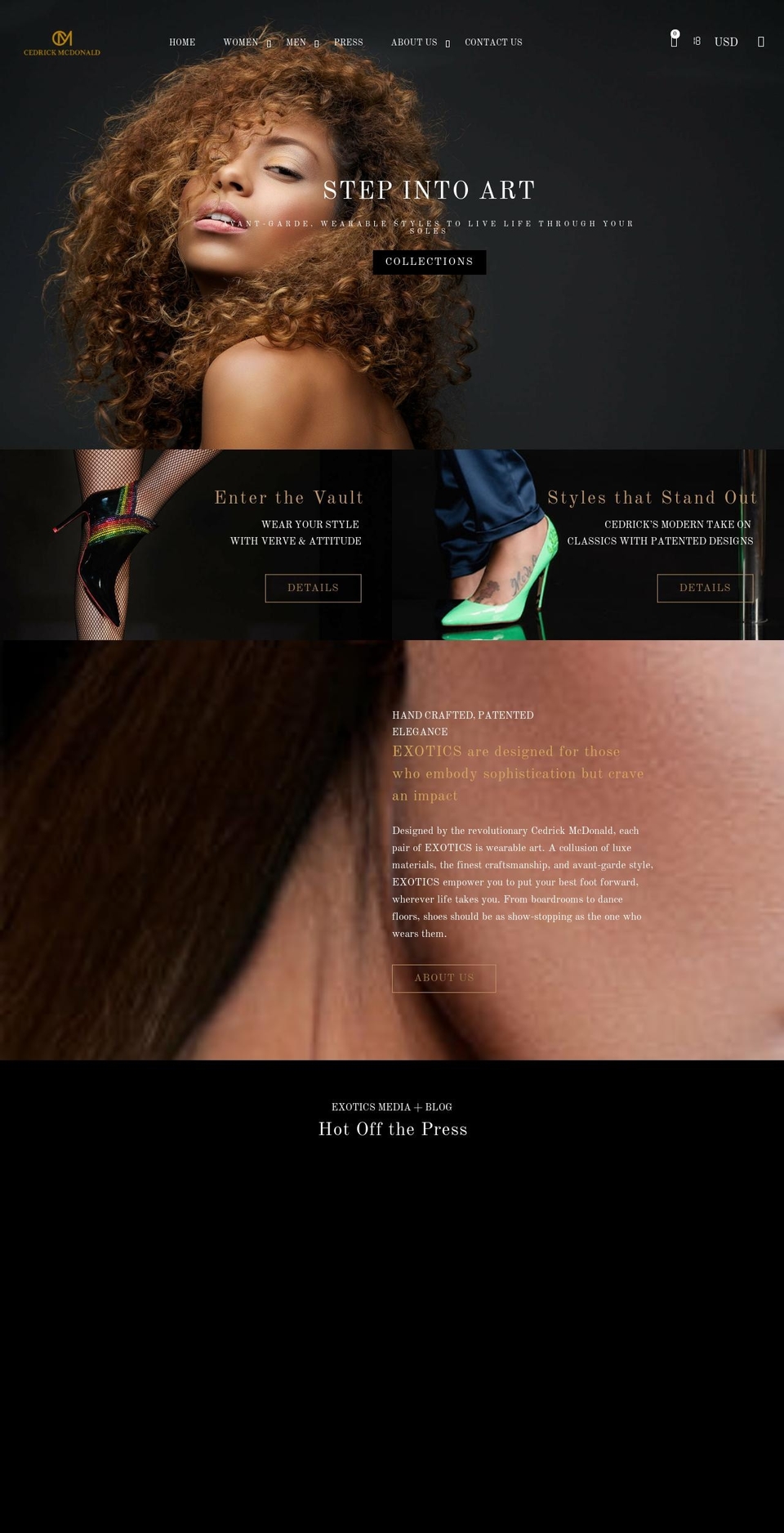exoticsbycedrick.com shopify website screenshot