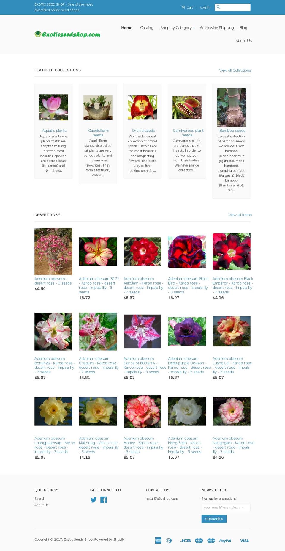 exoticseedshop.com shopify website screenshot