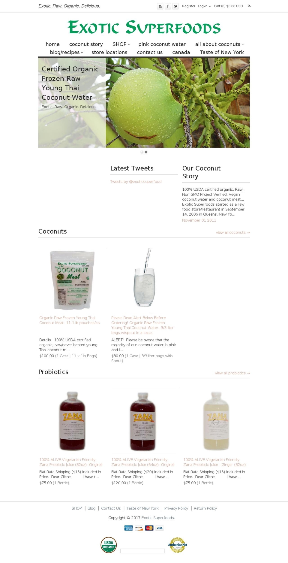 exoticsuperfoods.com shopify website screenshot