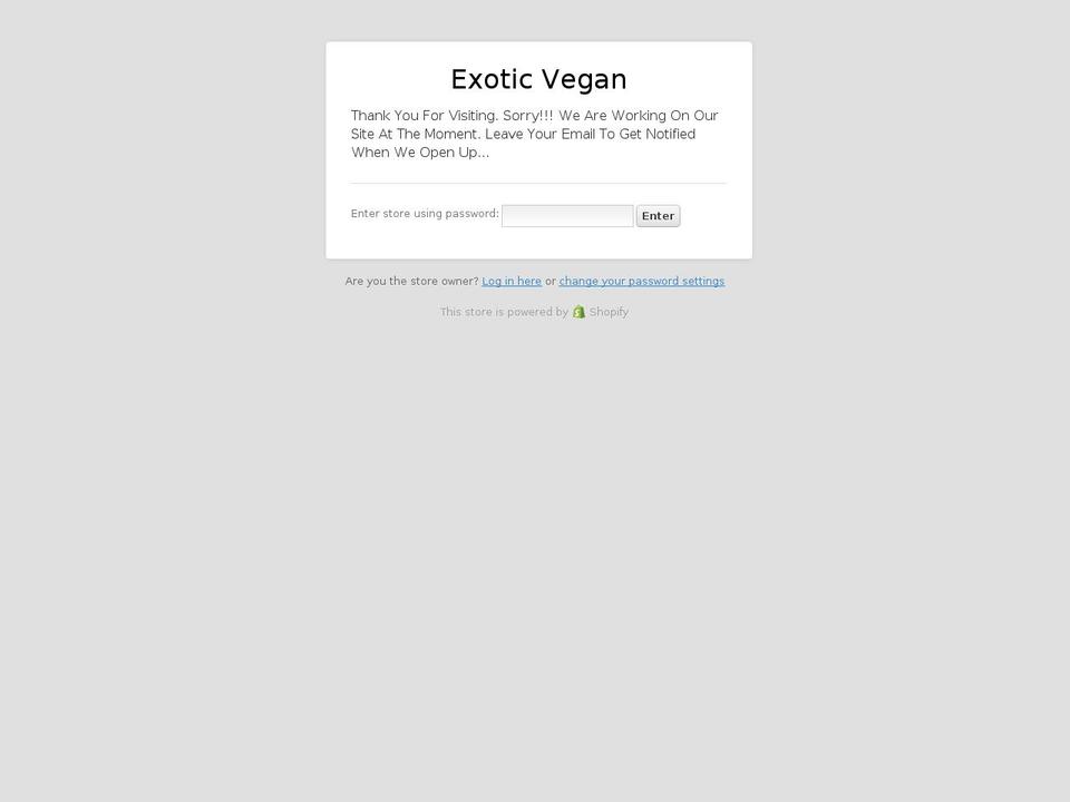 exoticveganshop.com shopify website screenshot