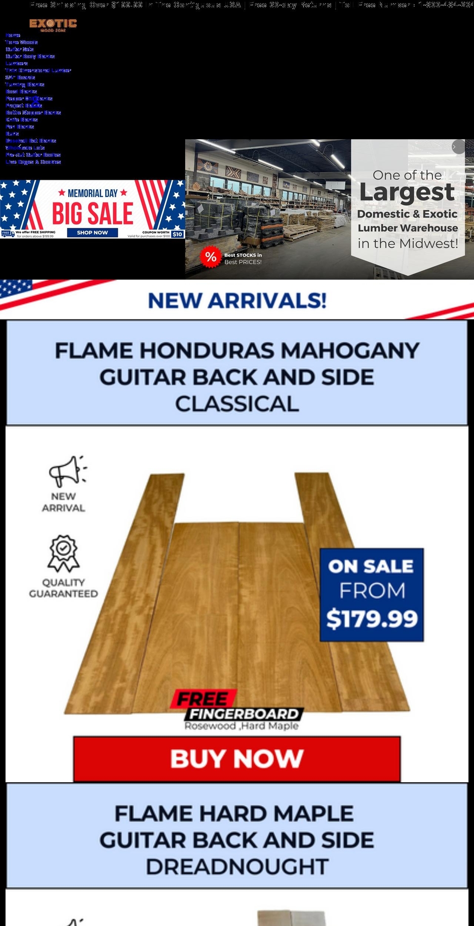 exoticwoodzone.com shopify website screenshot