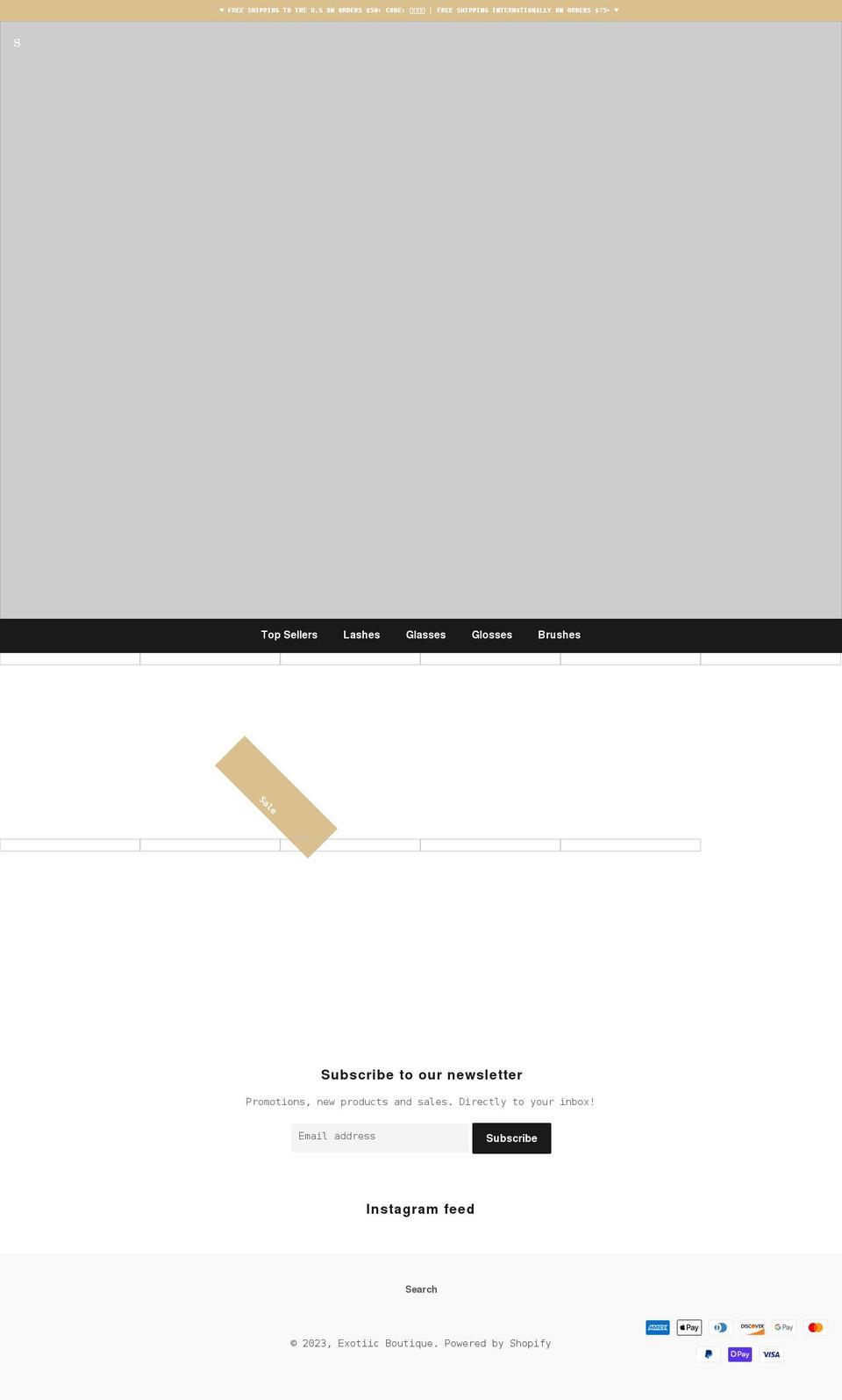 exotiicboutique.com shopify website screenshot
