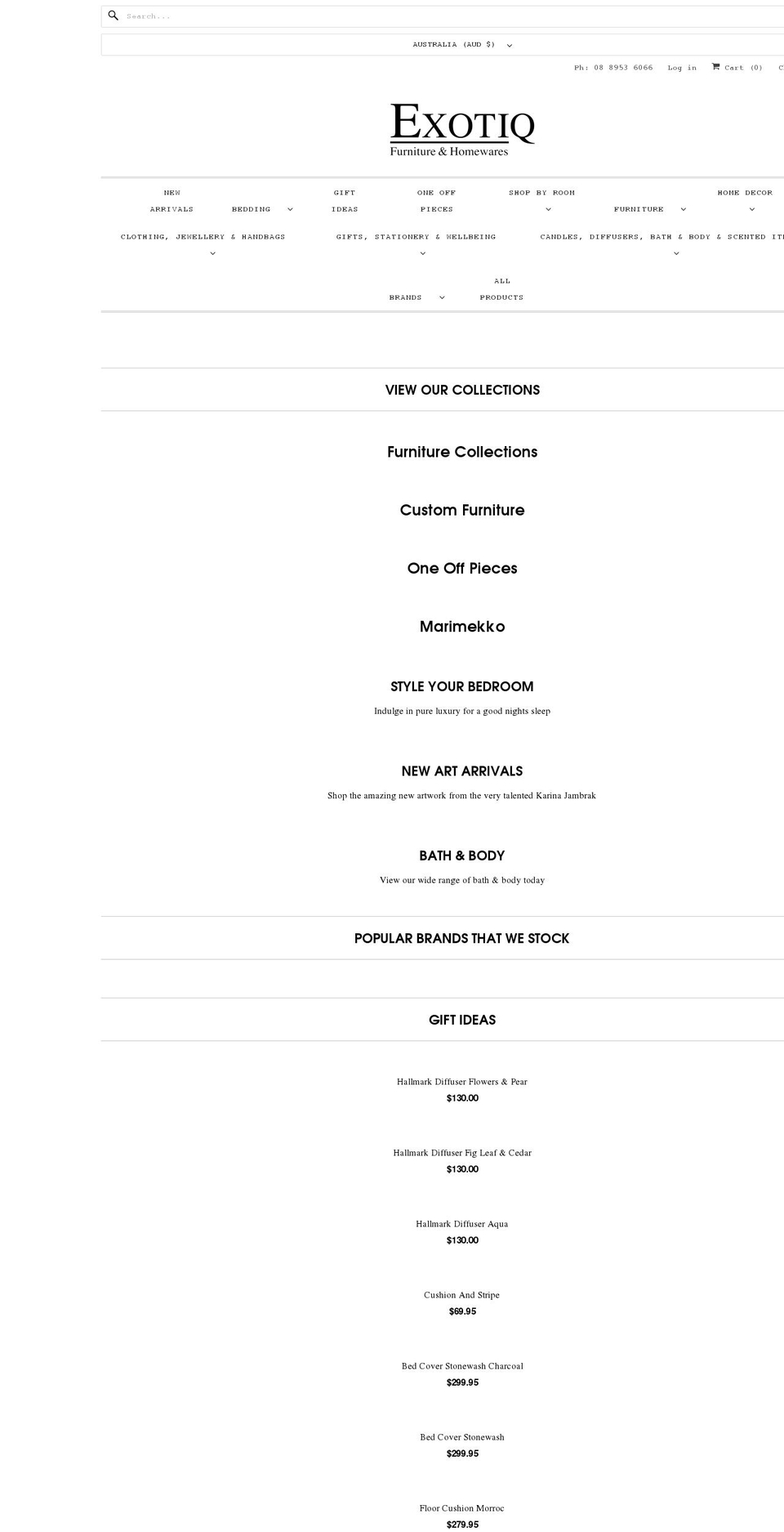 exotiqhomewares.com.au shopify website screenshot