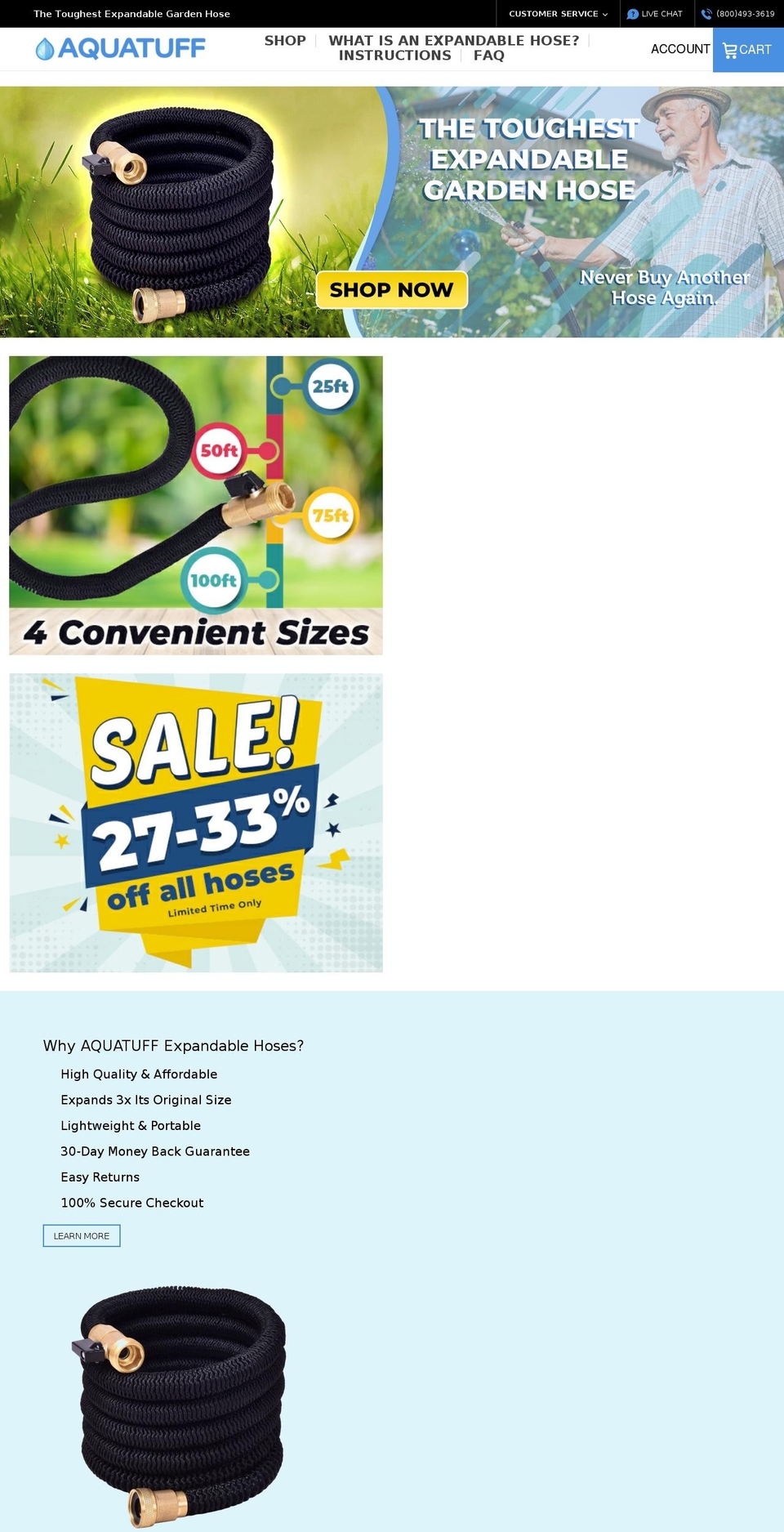 expandablehoses.com shopify website screenshot