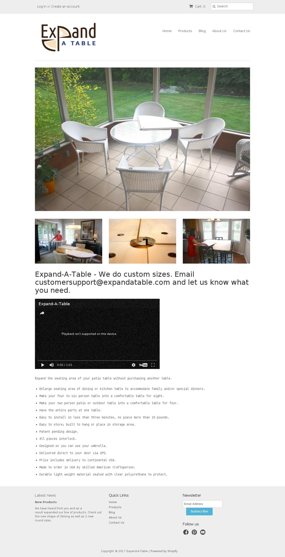 expandatable.com shopify website screenshot