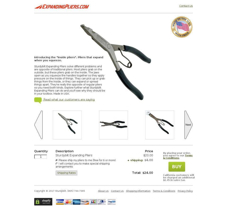 expandingpliers.com shopify website screenshot