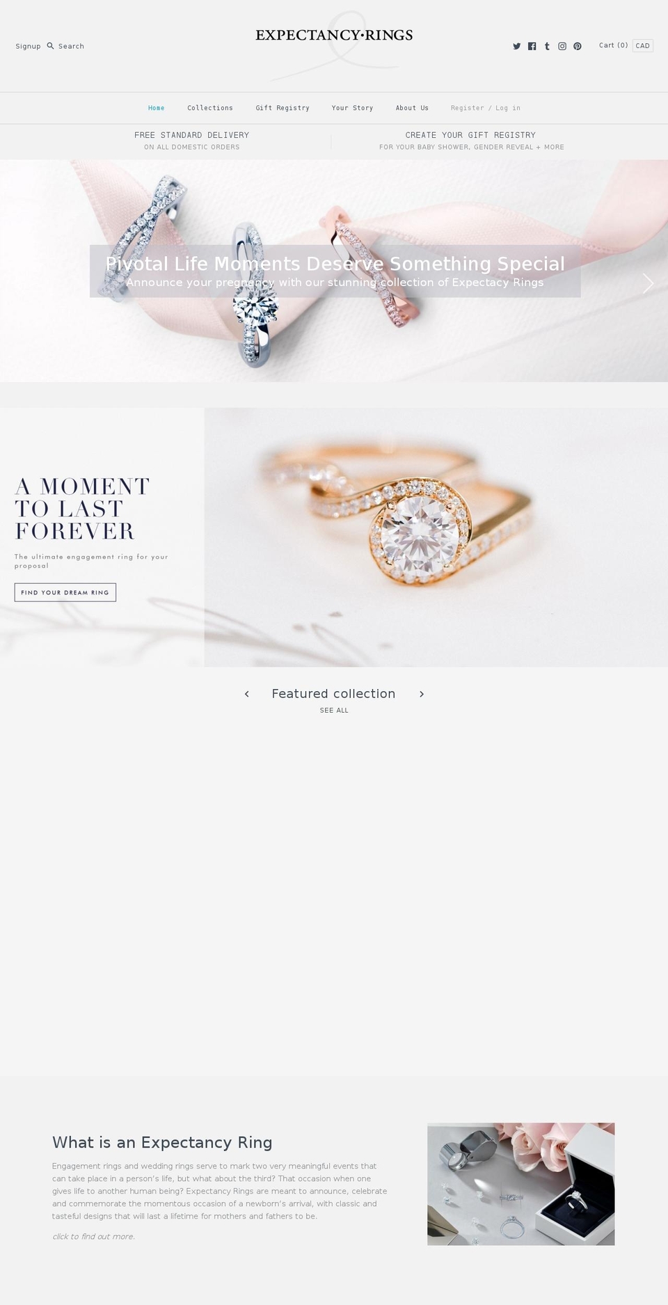 expectancyrings.com shopify website screenshot