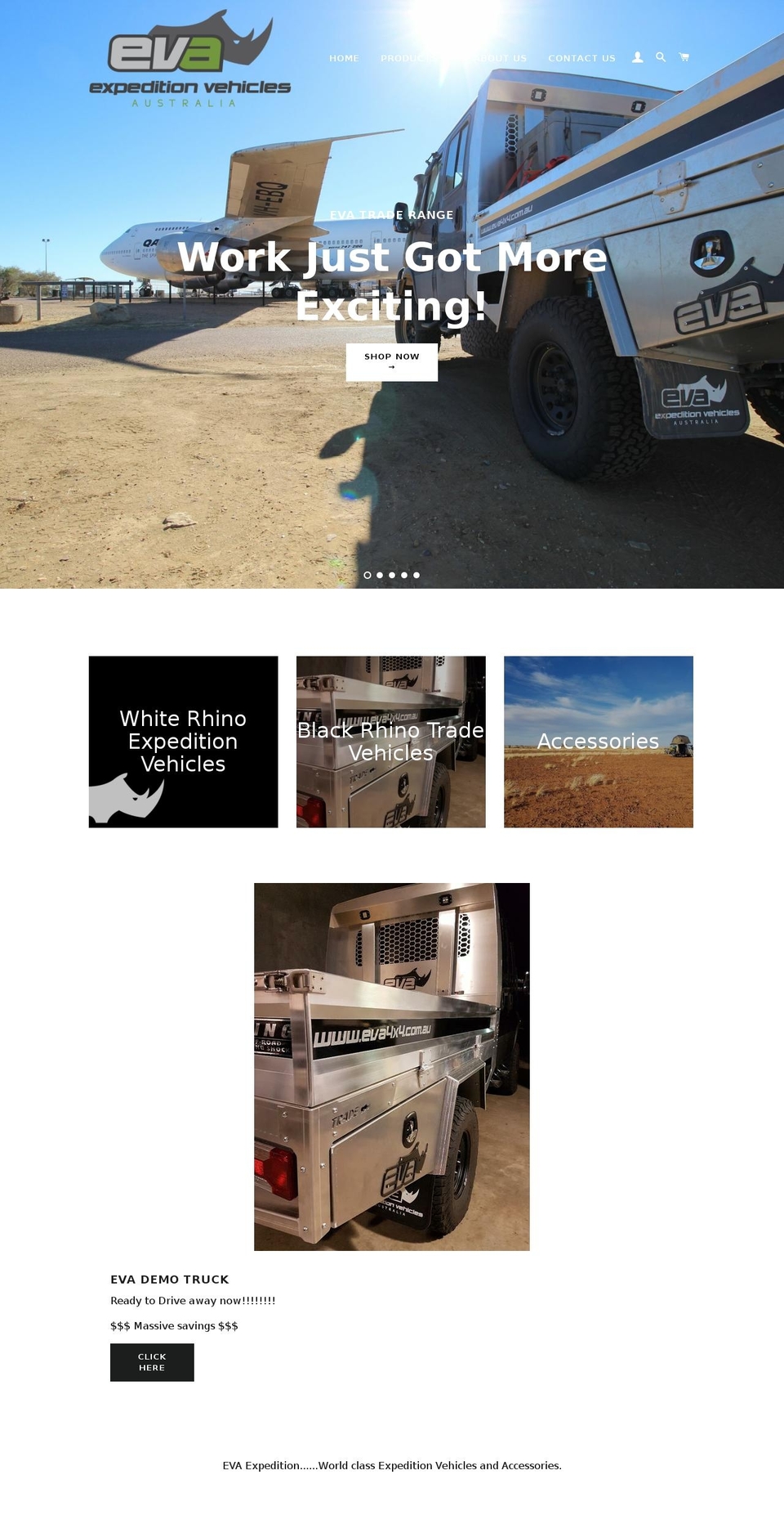 expeditionvehiclesaustralia.com — Shopify storefront screenshot