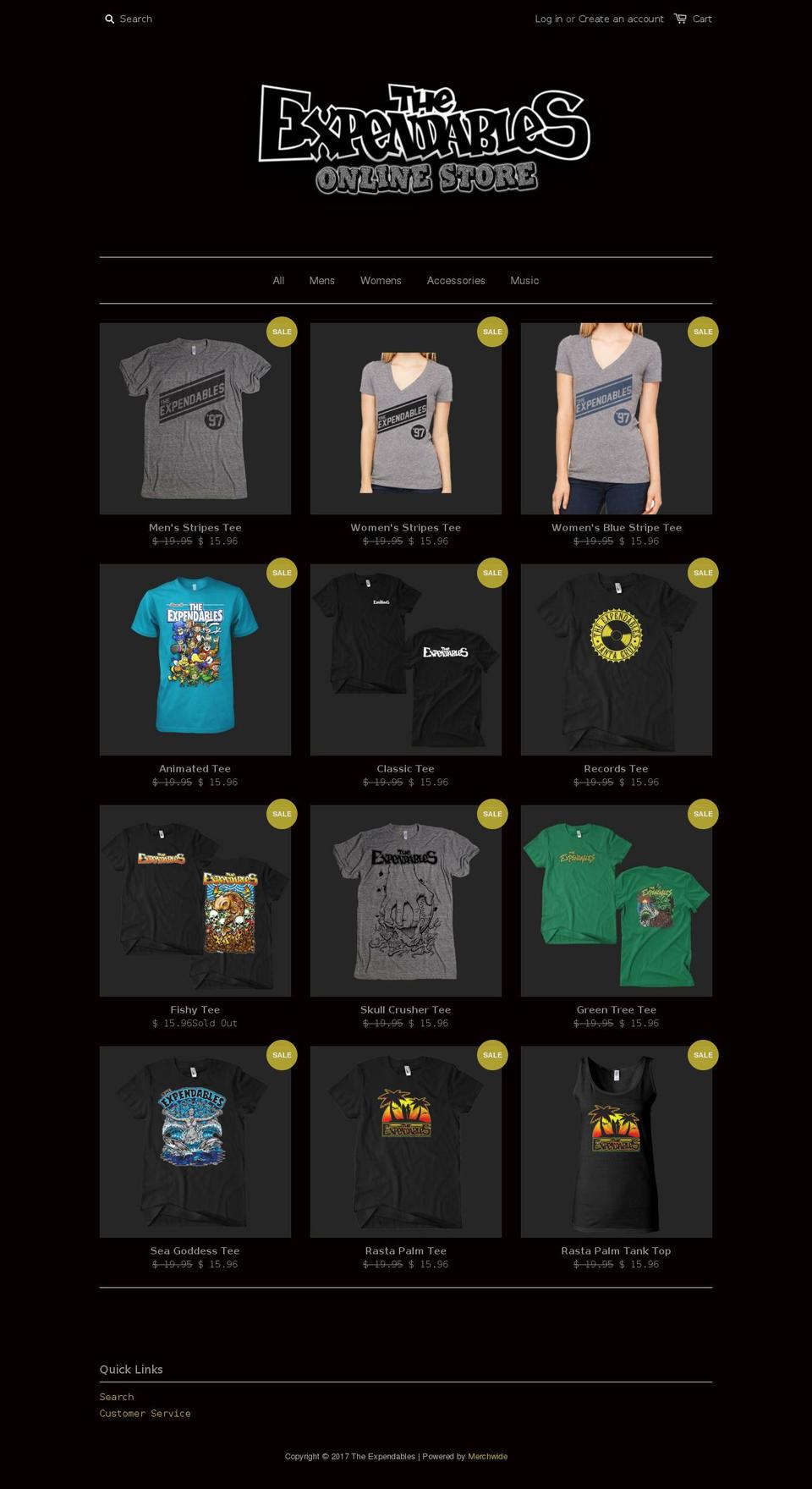 expendablesmerch.com shopify website screenshot