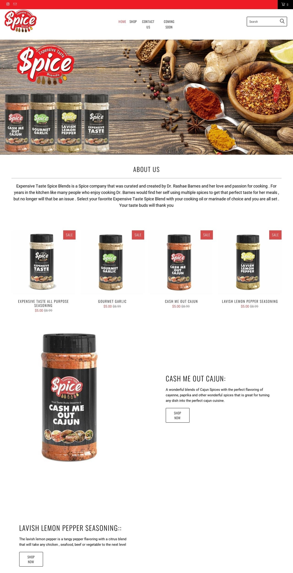 expensivetastespices.com shopify website screenshot
