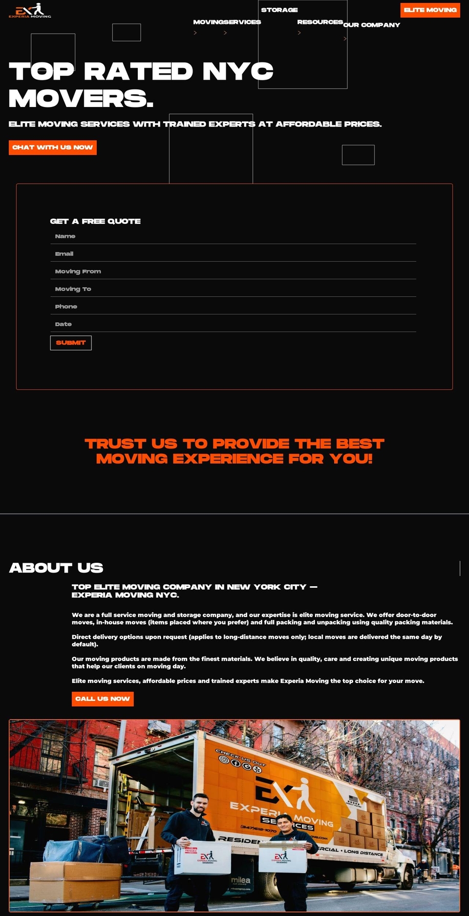 experiamoving.com shopify website screenshot