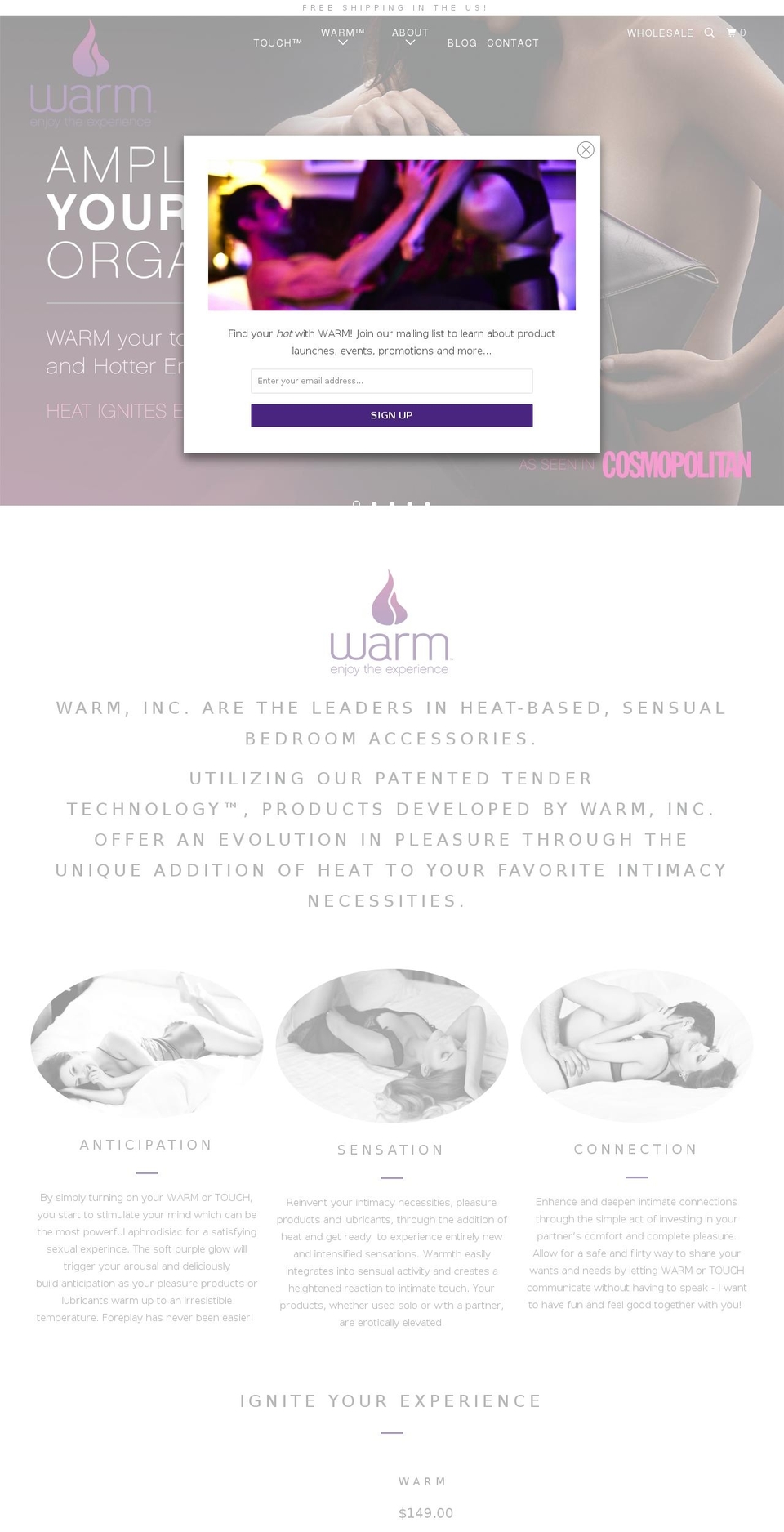 experiancewarm.org shopify website screenshot