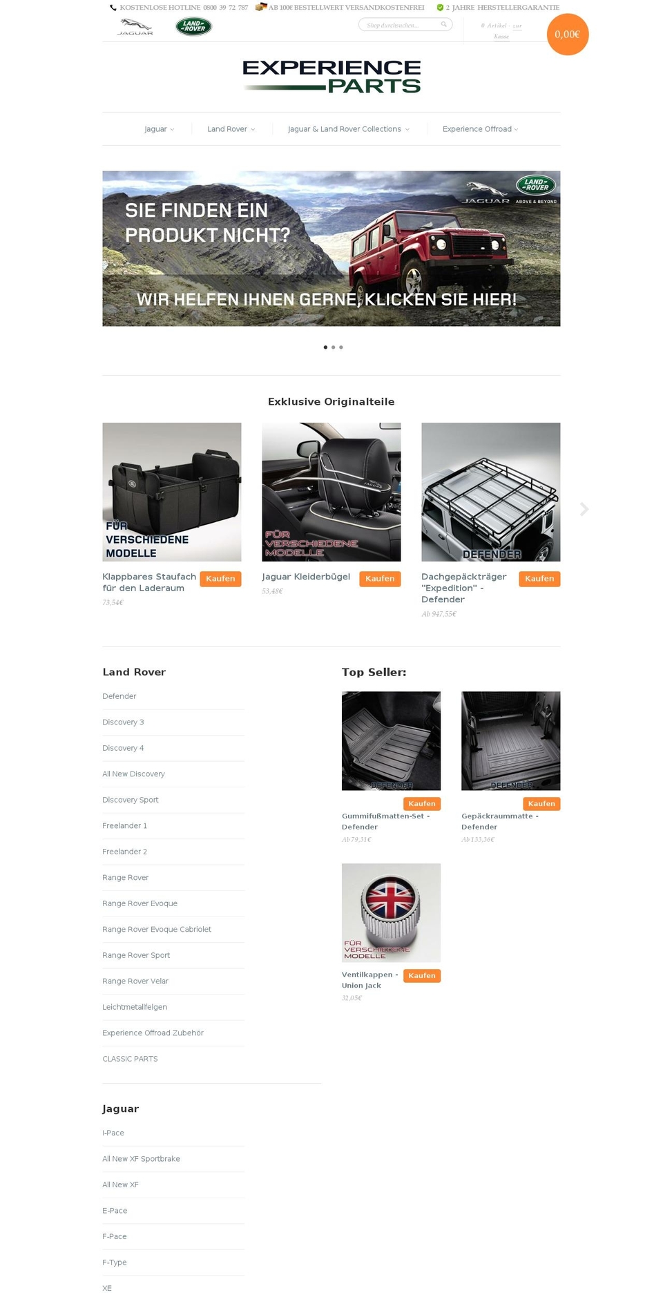 experience-parts.com — Shopify storefront screenshot