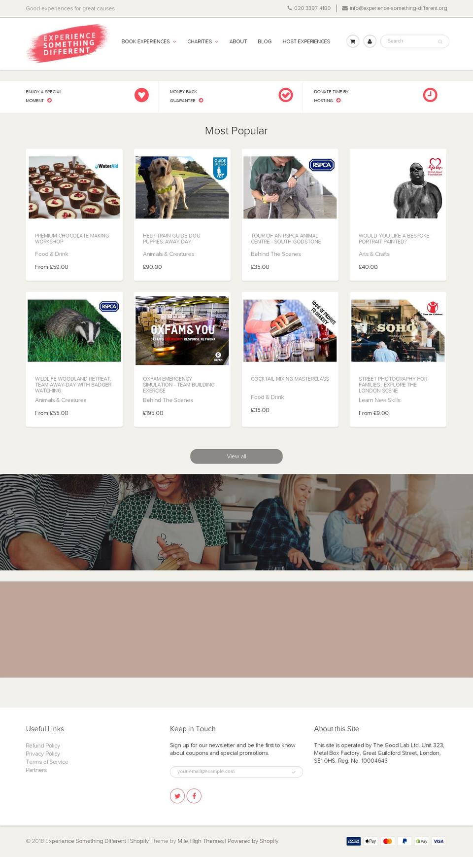 experience-something-different.org shopify website screenshot