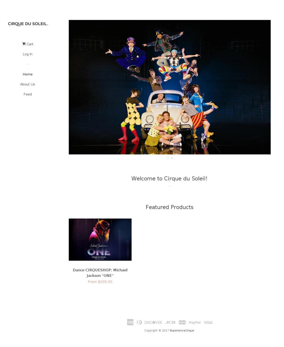 experiencecirque.com shopify website screenshot