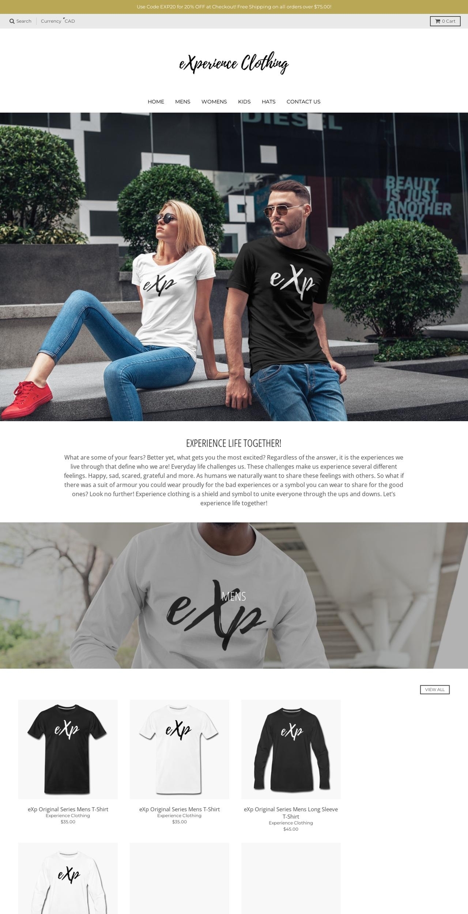 experienceclothing.ca shopify website screenshot