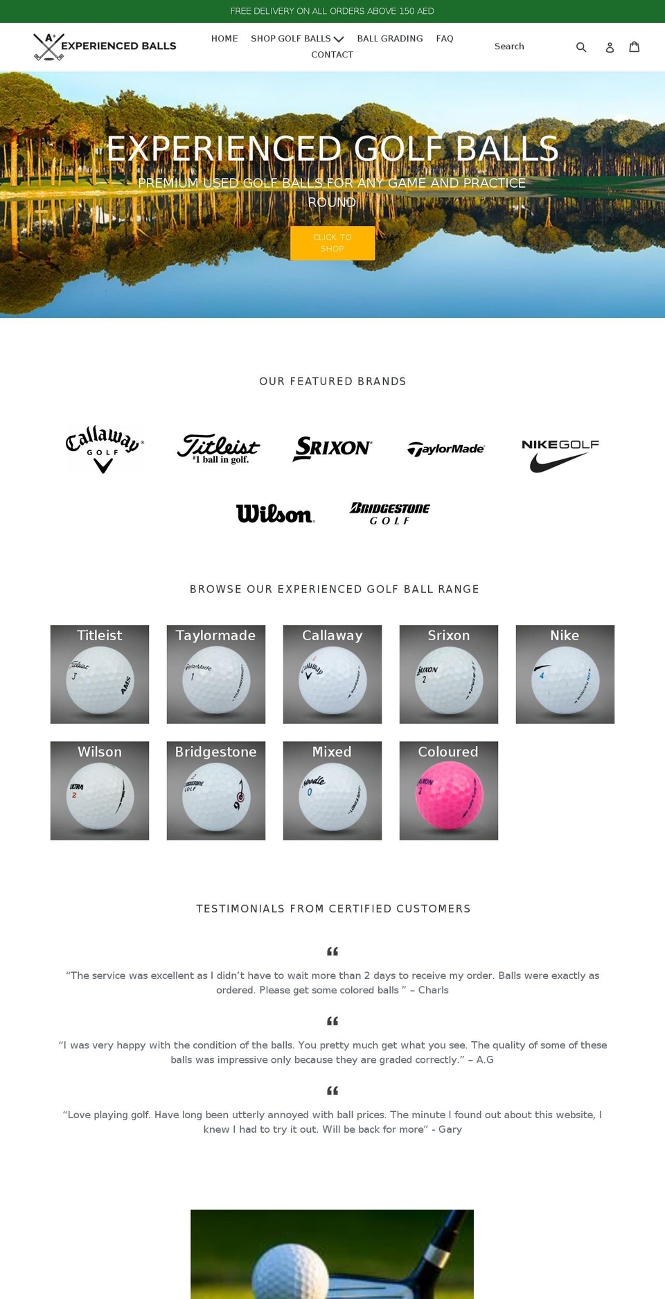 experiencedballs.com — Shopify storefront screenshot