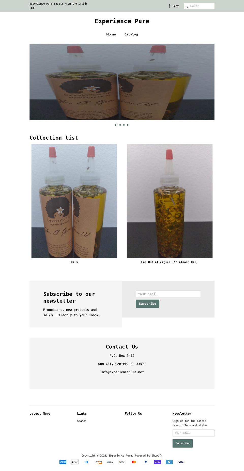 experiencepure.net shopify website screenshot