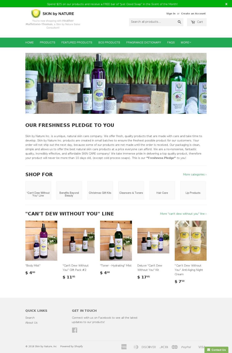 experienceskinbynature.com — Shopify storefront screenshot
