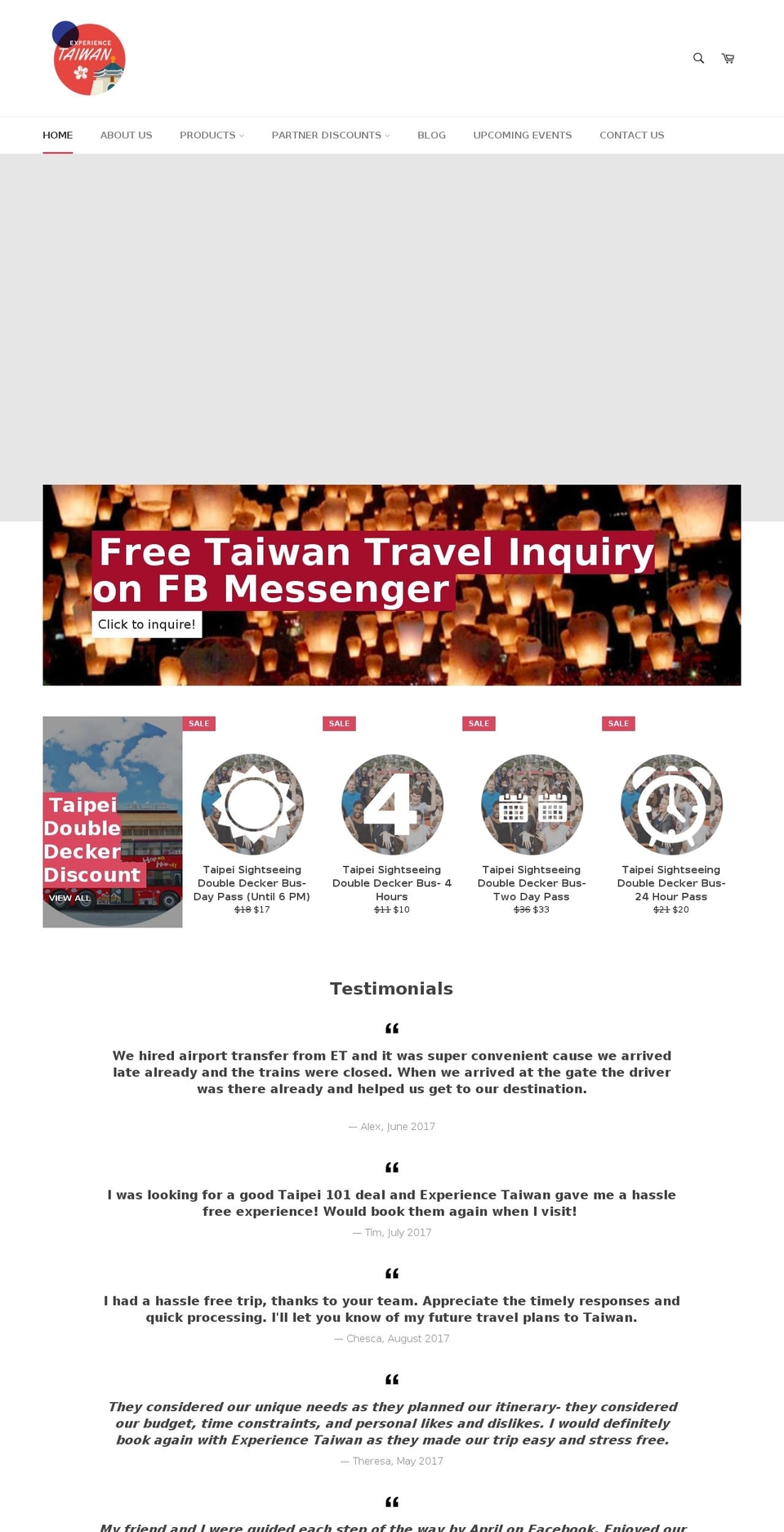 experiencetaiwan.asia shopify website screenshot