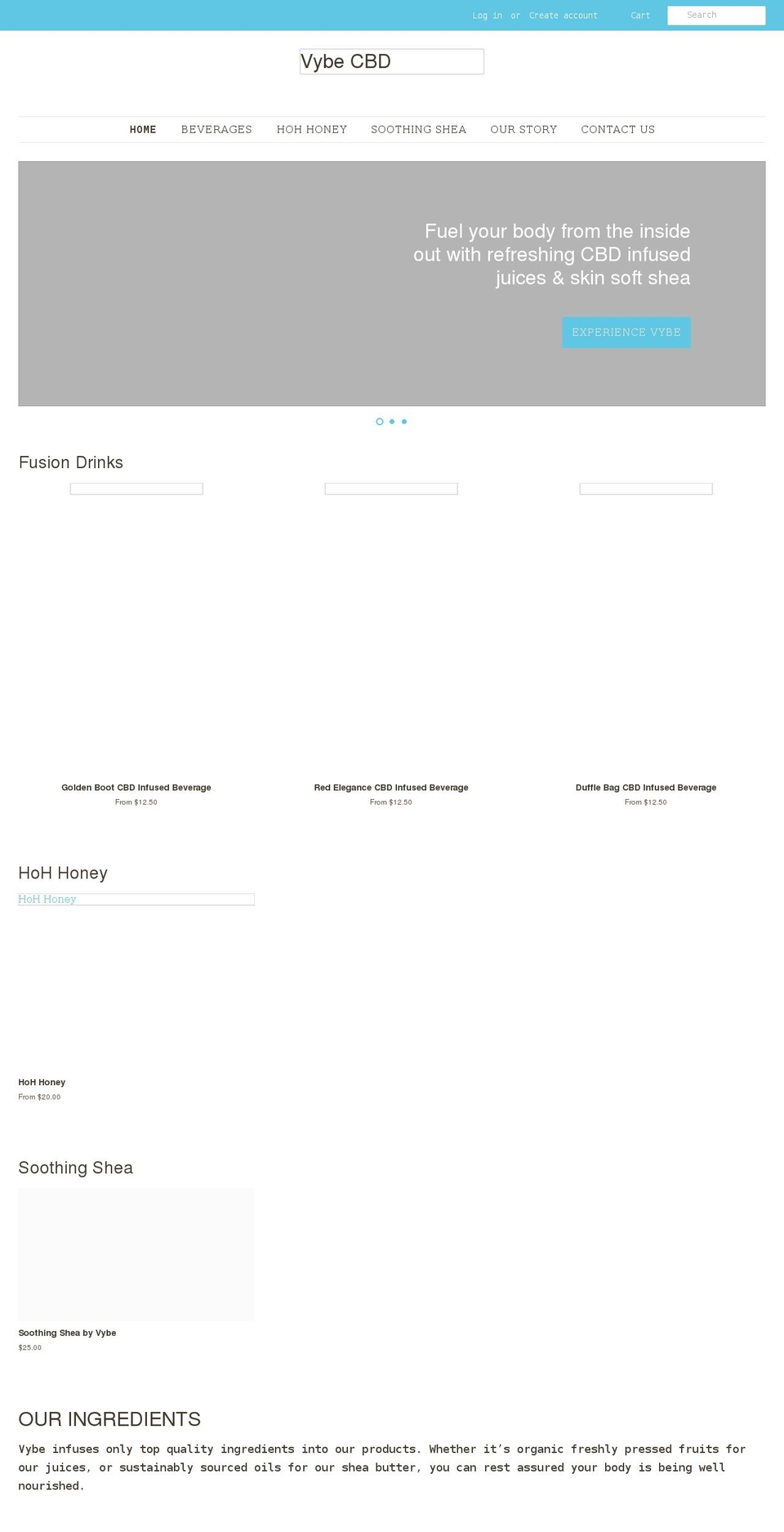 experiencevybe.com shopify website screenshot