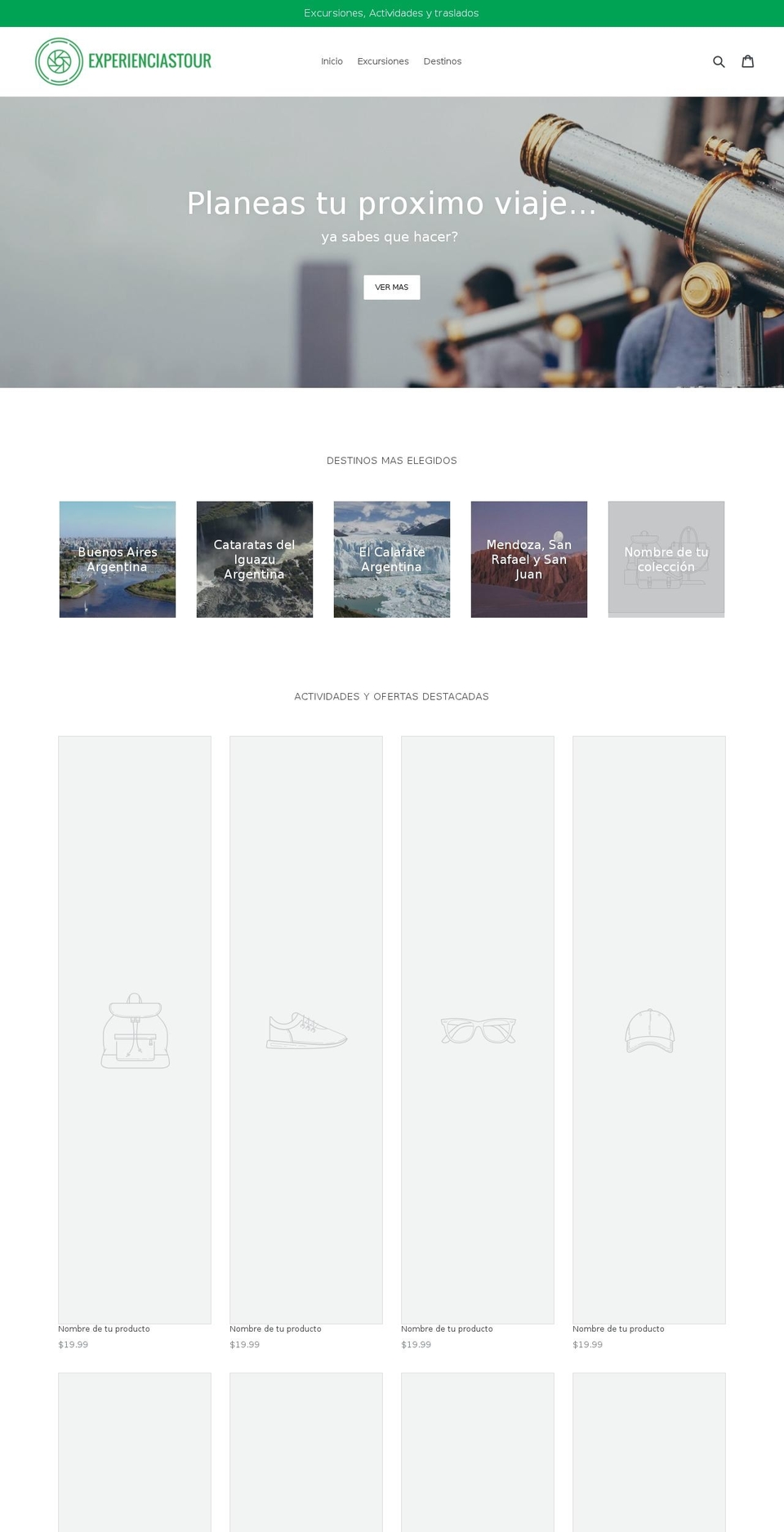 experienciastour.com — Shopify storefront screenshot