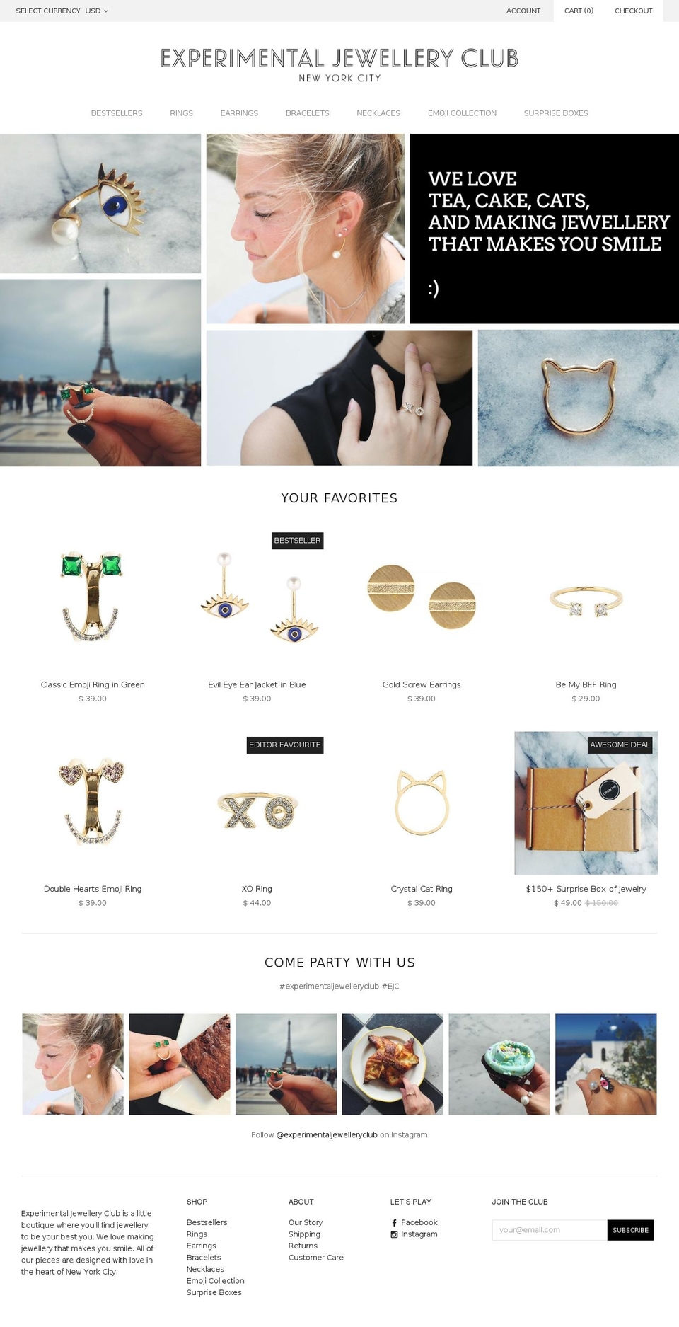 experimentaljewelryclub.com shopify website screenshot