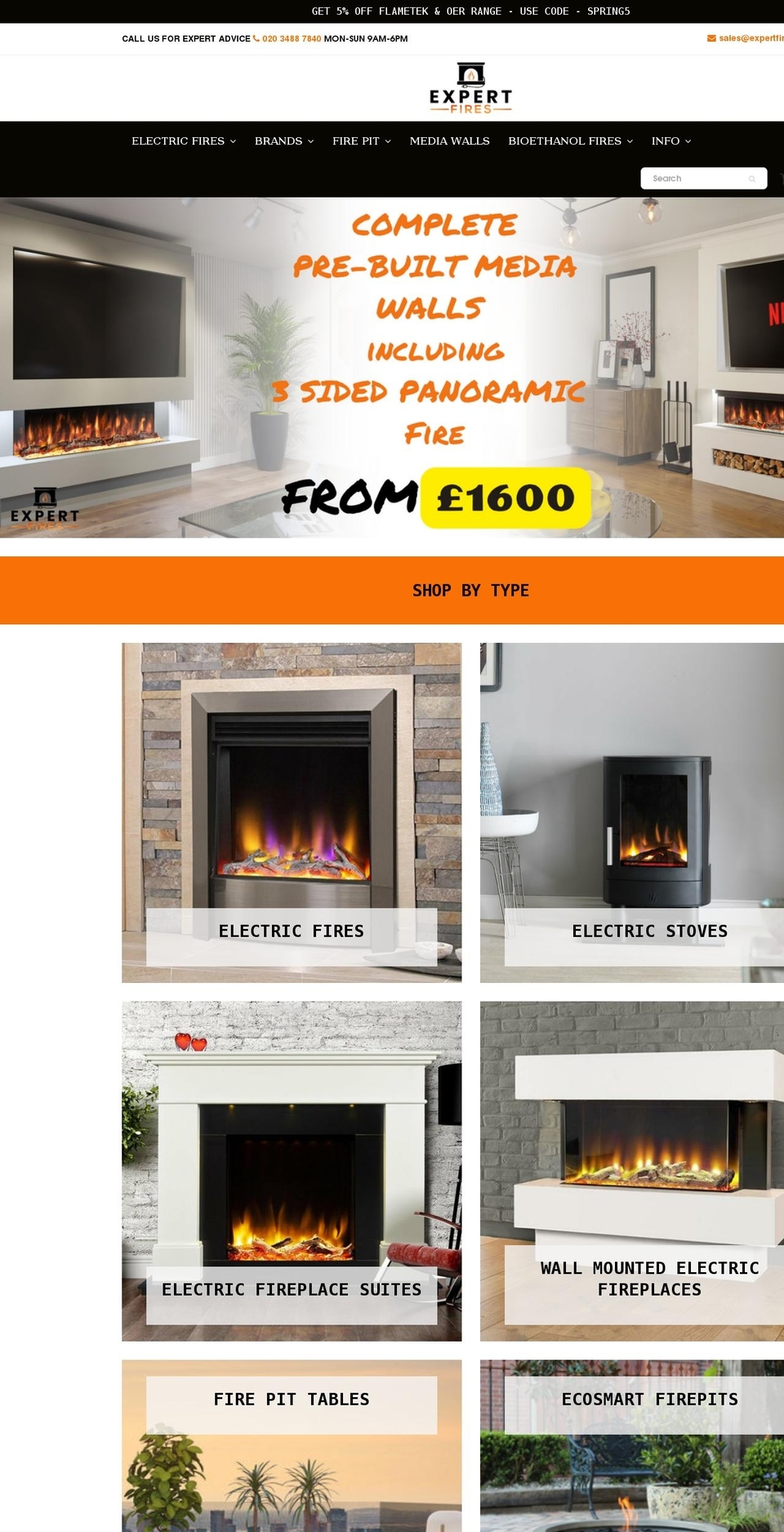 expertfires.co.uk shopify website screenshot