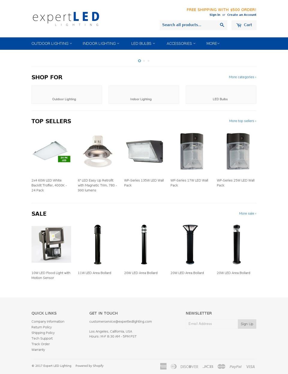 expertledlighting.com shopify website screenshot