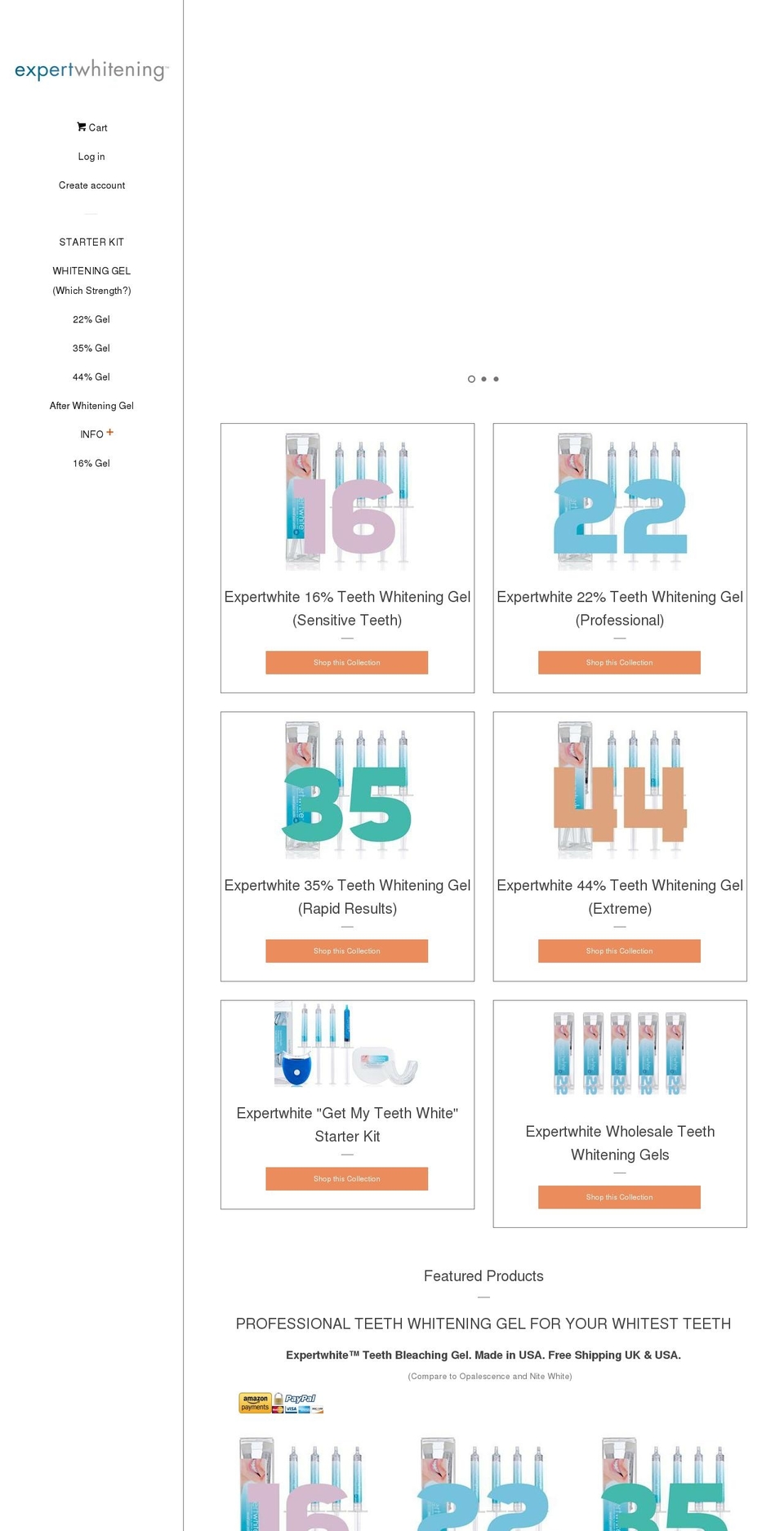 expertwhitening.com shopify website screenshot