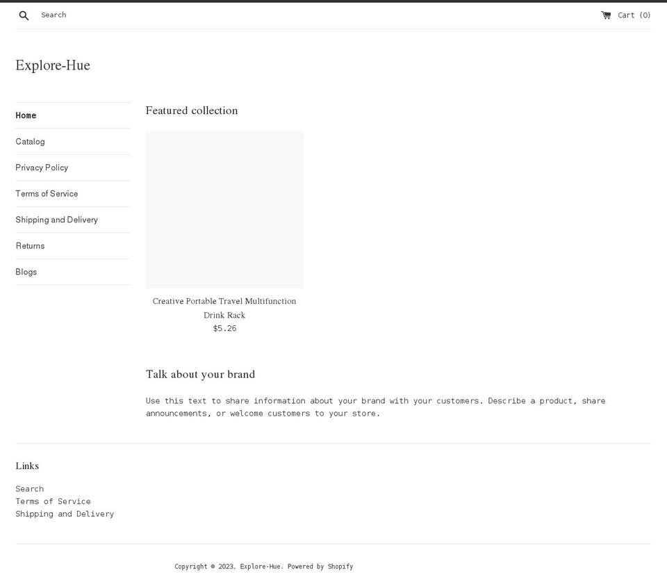 explore-hue.myshopify.com shopify website screenshot