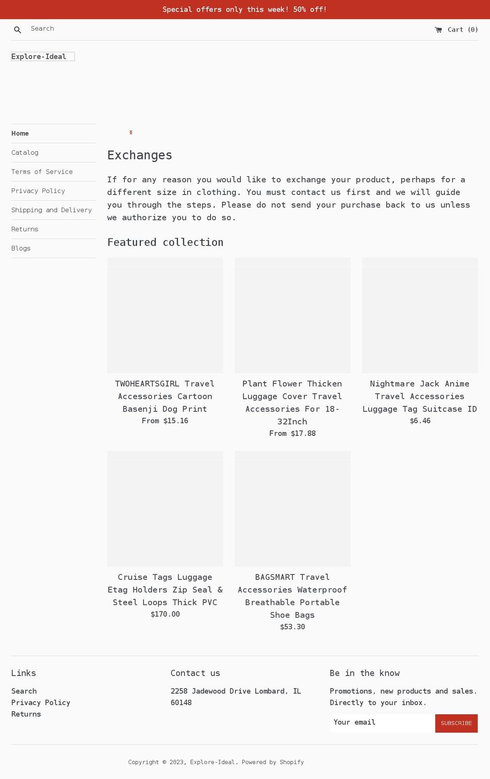explore-ideal.myshopify.com shopify website screenshot