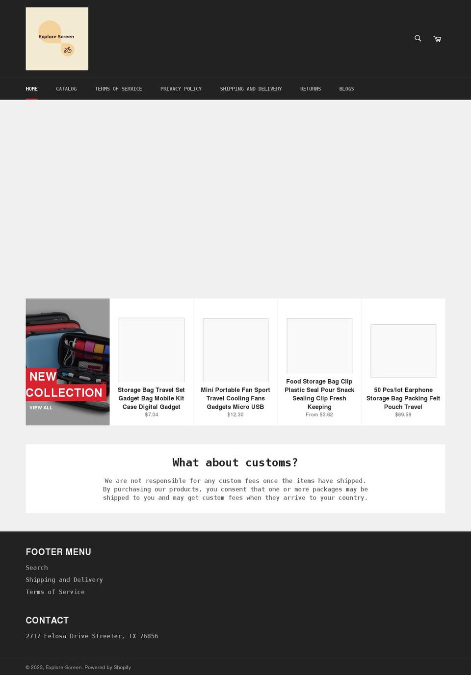 explore-screen.myshopify.com shopify website screenshot