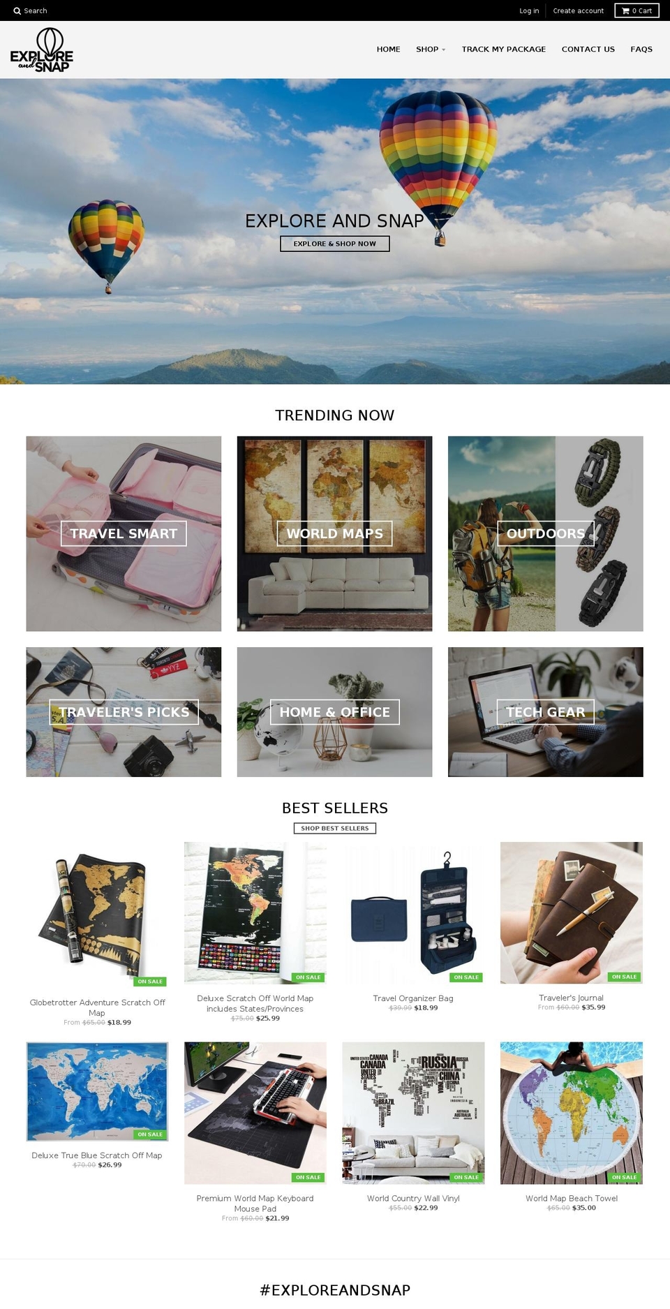 exploreandsnap.com shopify website screenshot