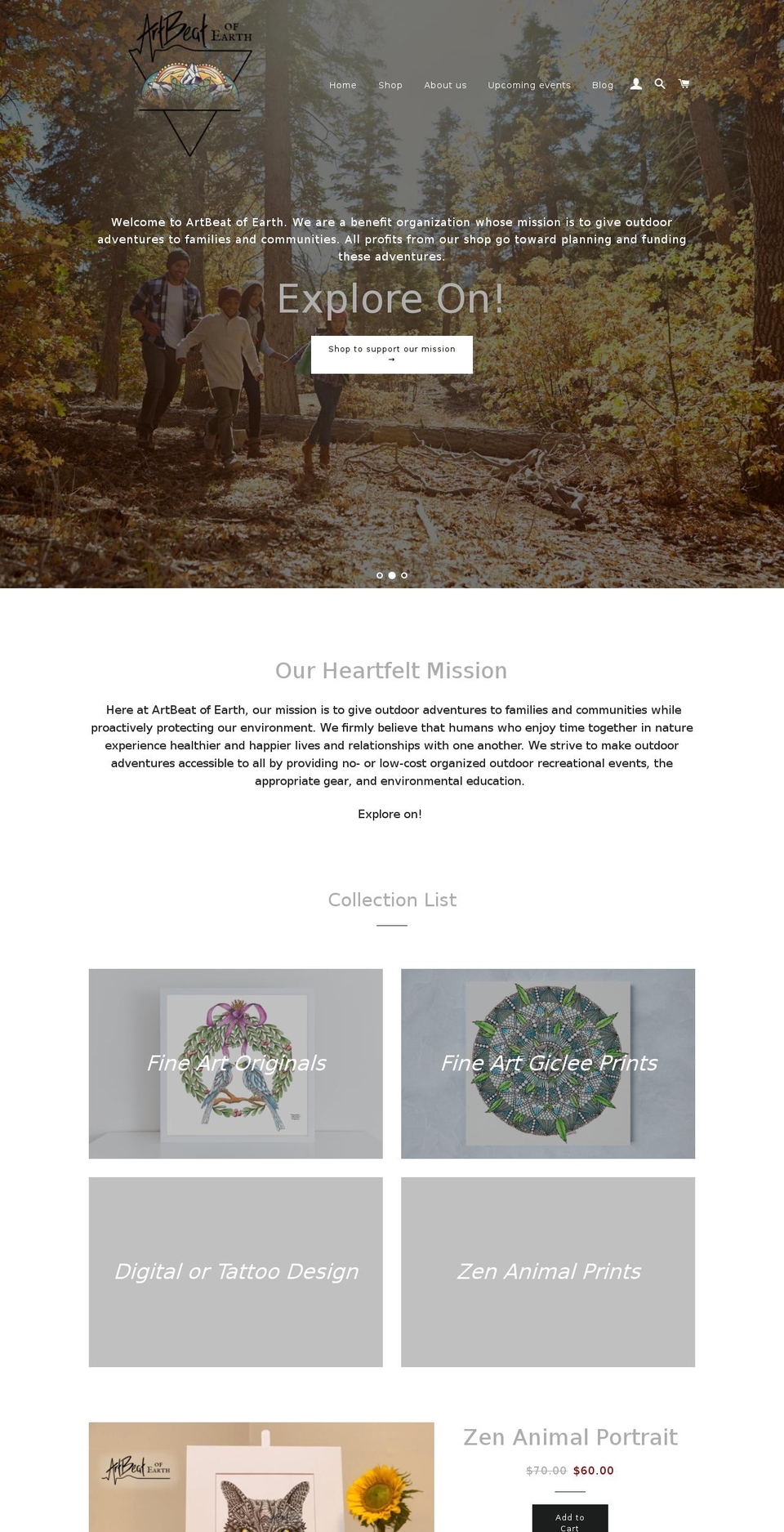 exploreasliceofearth.org shopify website screenshot