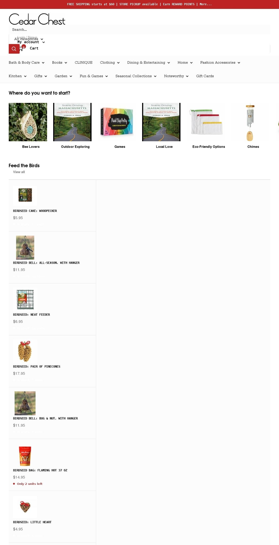 explorecedarchest.com shopify website screenshot