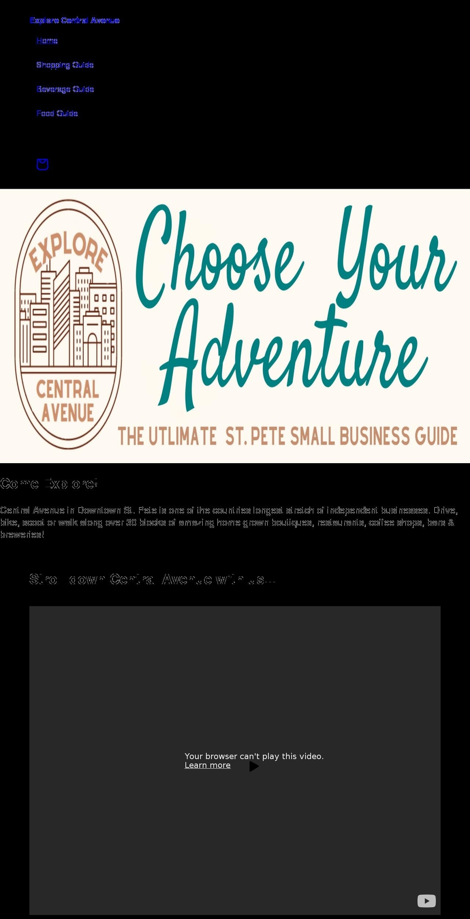 explorecentralavenue.com shopify website screenshot