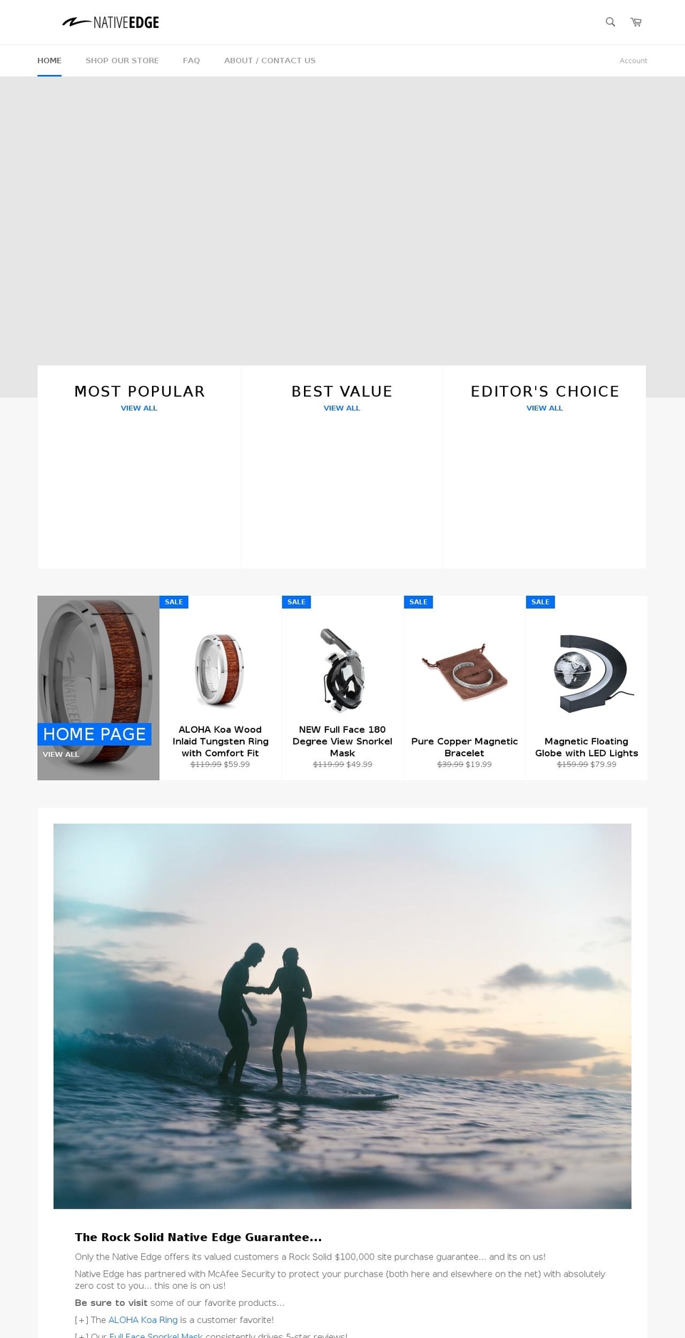 explorenativeedge.com shopify website screenshot