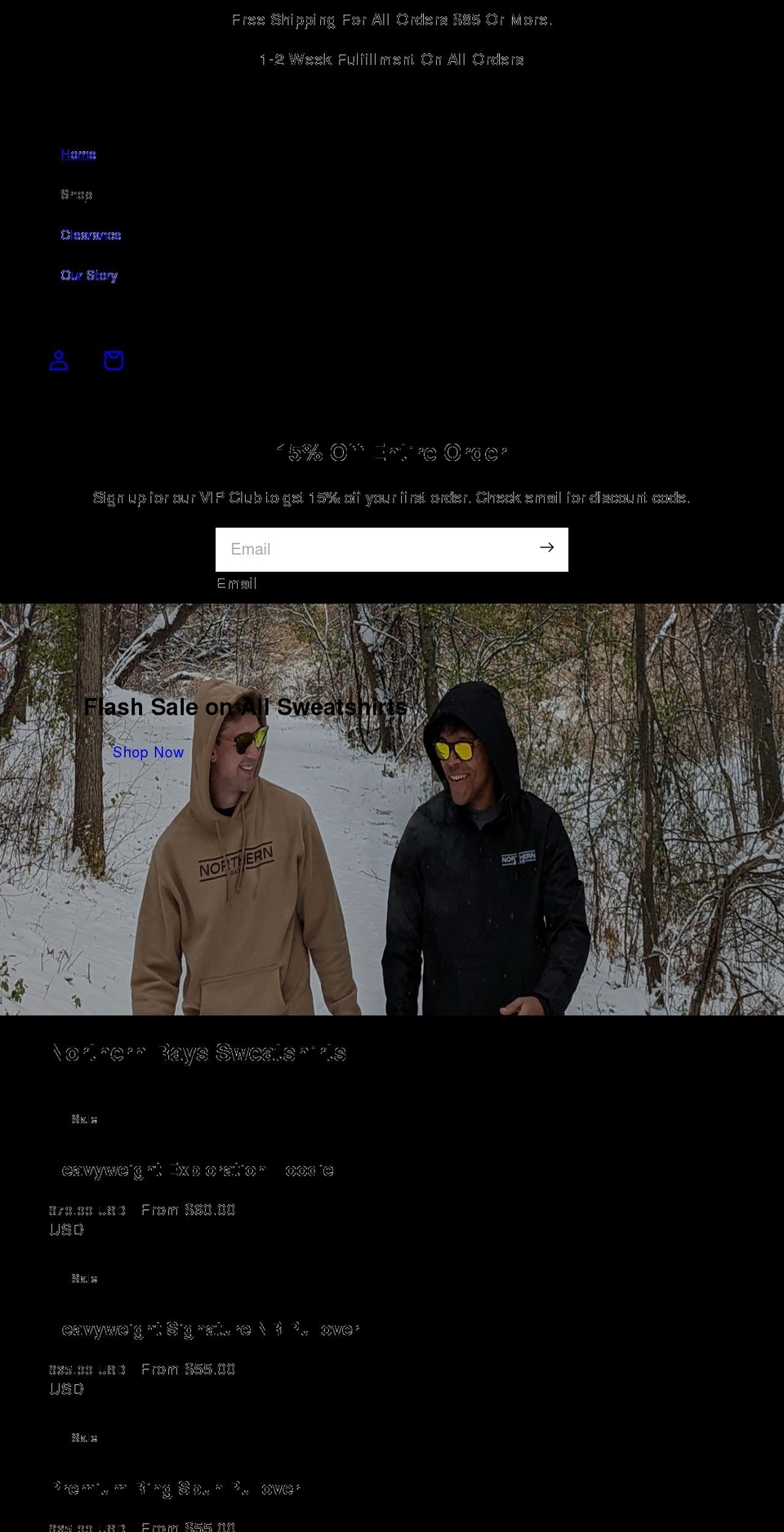 explorenorthernrays.com shopify website screenshot
