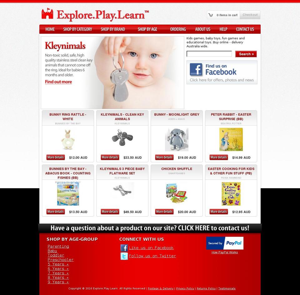 exploreplaylearn.net.au shopify website screenshot